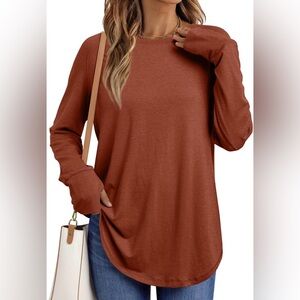 NWT Automet rust colored loose fit shirt with thumb holes size XL